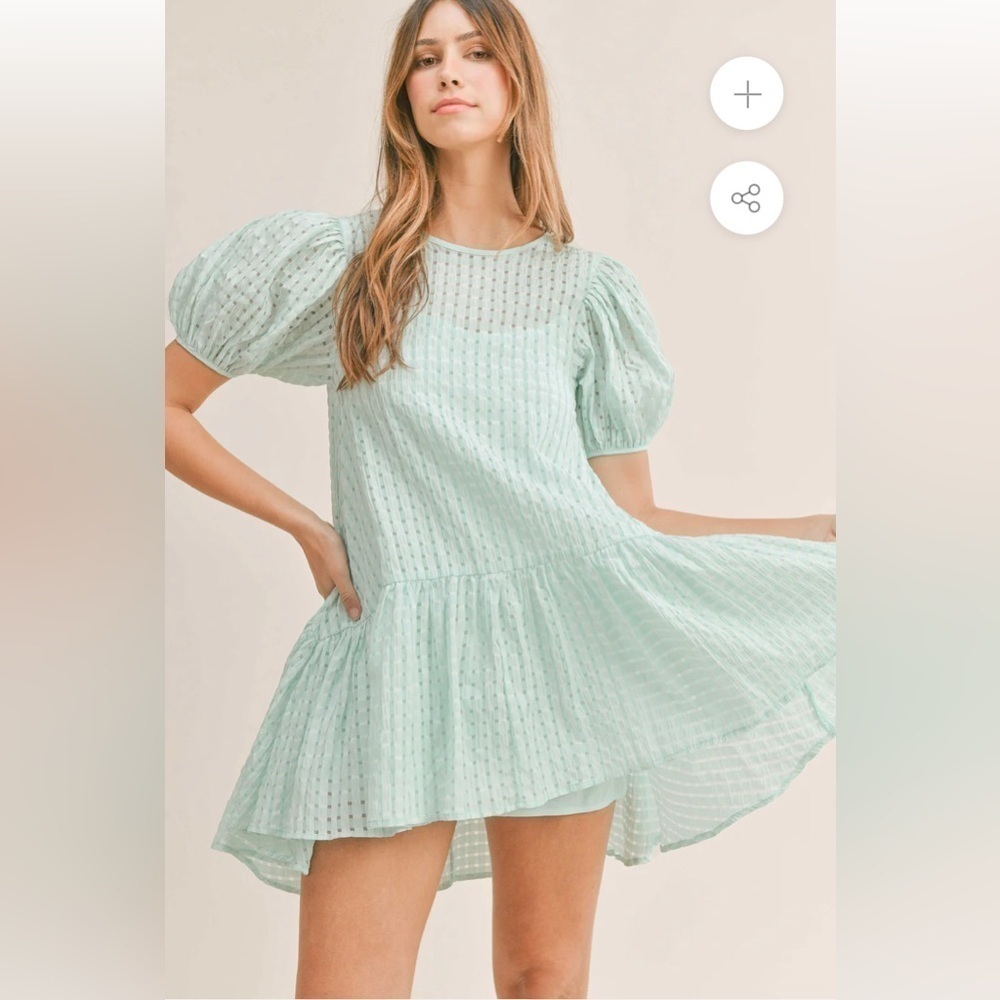 JAMIE MINI PUFF BACK TIE Aqua DRESS